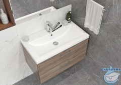 Тумба Cersanit Lara 80 орех с раковиной Cersanit Como 80