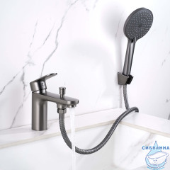 Смеситель для ванны на борт Aquatek Ника AQ1844BGM (оружейная сталь)