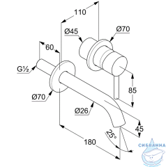  Смеситель для раковины встраиваемый  Kludi Bozz 38244N076S (золото брашированное)