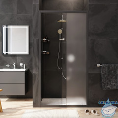 Дверь в нишу AM.PM Gem W90G-100-1-195BM 100 см профиль черный, стекло матовое