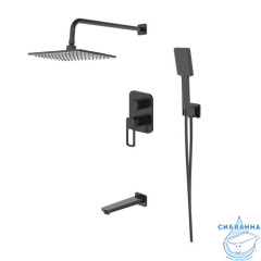Душевая система с тропическим душем, ручным душем и изливом, черный матовый, Slide, IDDIS, SLIBL03i68