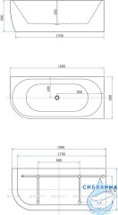 Акриловая ванна Aquanet Family Elegant R 180x80 (белый /черный матовый)
