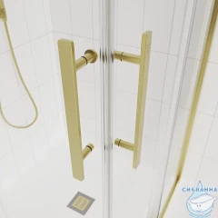 Душевое ограждение Veconi Эво 300 110x90 профиль брашированное золото, стекло прозрачное E3-G-11090-01-C9 (без поддона)