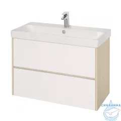 Тумба Акватон Сканди 90 белый/дуб верона, с раковиной Адриана 90