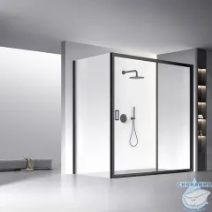 Душевое ограждение Veconi Rovigo 160x90 профиль черный, стекло прозрачное RV060B-16090-01-C5 (без поддона)
