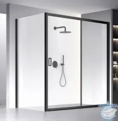 Душевое ограждение Veconi Rovigo 190x90 профиль черный, стекло прозрачное RV060B-19090-01-C5 (без поддона)