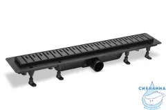 Дренажный трап для душа Plastbrno Design6 SZA6400 40 см с решеткой (черный) 
