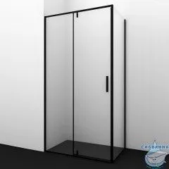 Душевое ограждение Wasserkraft Elbe 90x100 74P18 профиль черный, стекло прозрачный (без поддона)
