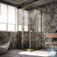 Душевое ограждение Veconi Premium Trento 80x80 профиль золото брашированное, стекло прозрачное PTC20-G-8080-01-C4 (без поддона)