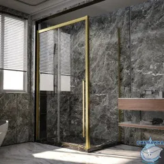 Душевое ограждение Veconi Premium Trento 150x80 профиль золото брашированное, стекло прозрачное PTC30-SP-15080-G-01-C4 (без поддона)