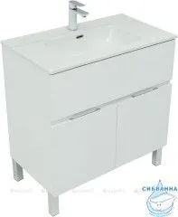 Тумба Aquanet Алвита New 80 с раковиной Flat 80 белый матовый