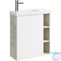 Тумба Aqwella Alba 60 L белый/светлый камень с с раковиной Compact Slim 60