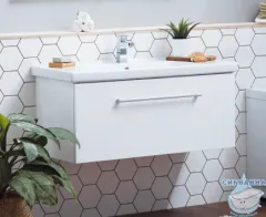 Тумба Dreja Big Inn 80 с раковиной Гармония 80, белый глянец