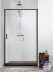Дверь в нишу Aquatek AQ ARI RA 10020BL  100x200 профиль черный, стекло прозрачное