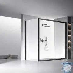 Душевое ограждение Veconi Rovigo 200x120 профиль черный, стекло прозрачное RV060B-200120-01-C5 (без поддона)