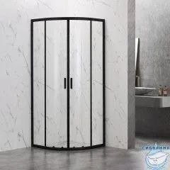 Душевое ограждение Veconi Rovigo 90x90 профиль черный, стекло прозрачное RV202B-90-01-C4 (без поддона)
