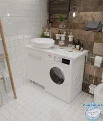 Тумба 1Marka Wash 50 белый со столешницей Wash 110 L белый глянец и раковиной  Roll 53