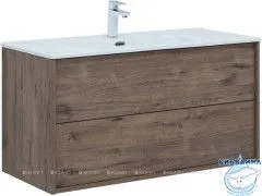 Тумба Aquanet Lino 100 с раковиной Flat 100 дуб веллингтон