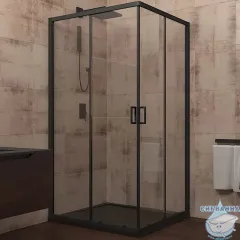 Душевое ограждение Veconi Rovigo 120x120 профиль черный, стекло прозрачное RV13-120-01-C5 (без поддона)