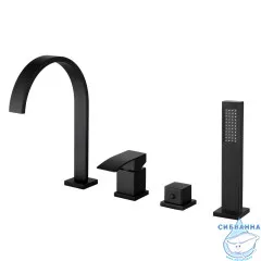 Смеситель для ванны на борт ABBER Wasserfall AF8613B (черный матовый)