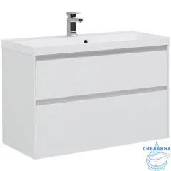 Тумба Aquanet Гласс 100 с раковиной Орлеан 100 белый глянец