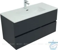 Тумба Aquanet Алвита New 100 с раковиной Flat 100 антрацит