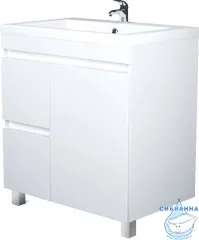 Тумба напольная 1Marka Cube 75Н с раковиной Анита 75 белый глянец