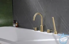 Смеситель для для ванны на борт Abber Wasser Kreis AF8113G (золото матовое)