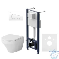 Инсталляция AM.PM с кнопкой смыва в комплекте с унитазом AM.PM Inspire FlashClean c сиденьем Soft close (микролифт) IS49001.501700