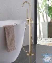 Смеситель для ванны напольный Abber Wasser Kreis AF8115G (золото матовое)