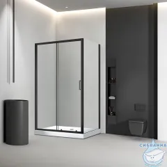Душевое ограждение Veconi Rovigo 150x110 профиль черный, стекло прозрачное RV046B-150110-01-C5 (без поддона)