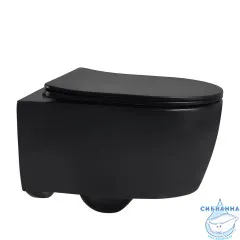 Унитаз подвесной безободковый Abber Bequem AC1104MB с сиденьем Soft Close (микролифт) (черный матовый)