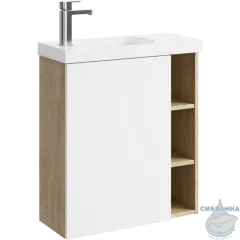 Тумба Aqwella Alba 60 L белый/дуб давос с раковиной Compact Slim 60