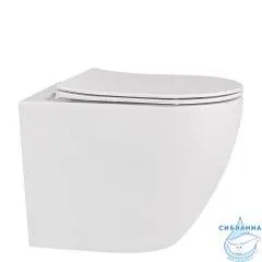 Унитаз приставной безободковый Abber Rechteck AC1211 с сиденьем Soft Close (микролифт) (белый)