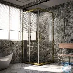 Душевое ограждение Veconi Premium Trento 100x100 профиль золото брашированное, стекло прозрачное PTC20-G-100100-01-C4 (без поддона)