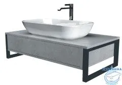 Тумба подвесная 1Marka GRUNGE LOFT 70П (1 ящик) Бетон светлый с раковиной Sanita Luxe Инфинити 60