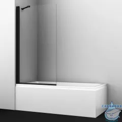 Шторка для ванны Wasserkraft Berkel 48P01-80BLACK Fixed 80x140 профиль черный, стекло прозрачное