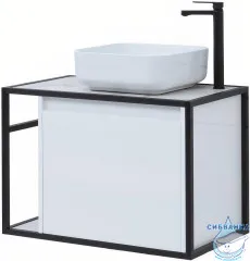 Тумба под раковину Aquanet Nova Lite Loft 75 R 261649 белый глянец