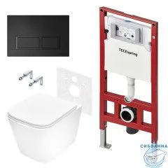 Инсталляция TECEspring с кнопкой смыва в комплекте с унитазом TECEspring S c сиденьем Soft close (микролифт) K401204WCS