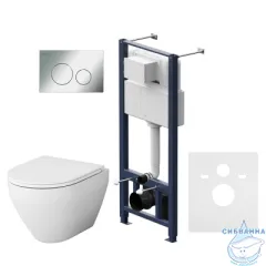 Инсталляция AM.PM с кнопкой смыва в комплекте с унитазом AM.PM Spirit V2.0 c сиденьем Soft close (микролифт) IS49051.701700