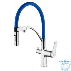 Смеситель для кухни с подключением фильтра Lemark Comfort  LM3074C-Blue (хром/синий)