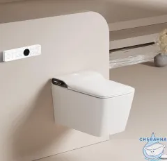 Унитаз подвесной безободковый Abber Rechteck AC1215S с сиденьем Soft Close (микролифт) (белый матовый)