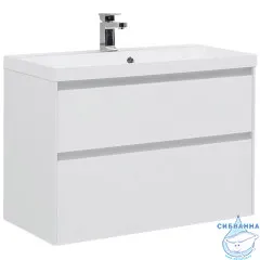 Тумба Aquanet Гласс 90 с раковиной Орлеан 90 белый глянец