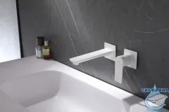 Смеситель для раковины встраиваемый Abber Weiss Insel AF8082FW (белый матовый)