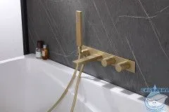 Смеситель для ванны  встраиваемый ABBER Rund AF8730G (золото матовое)