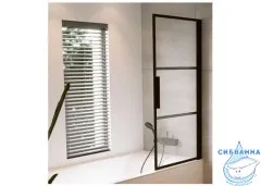 Шторка для ванны Riho Grid 80x150 R профиль черный, стекло прозрачное GBB5080002