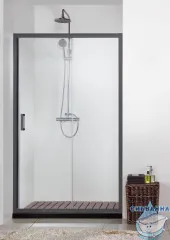 Дверь в нишу Aquatek AQ ARI RA 12020BL 120x200 профиль черный, стекло прозрачное