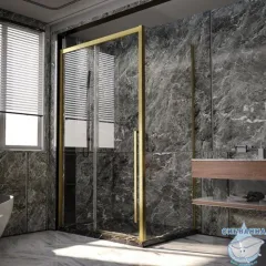 Душевое ограждение Veconi Premium Trento 150x90 профиль золото брашированное, стекло прозрачное PTC30-SP-15090-G-01-C4 (без поддона)