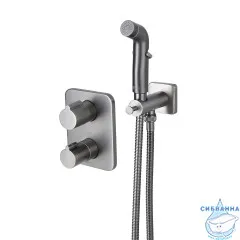 Встраиваемый смеситель с гигиеническим душем Lemark Bronx LM3740GM (графит)