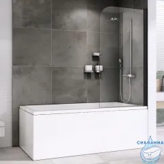 Шторка для ванны ABBER Immer Offen AG70100B 100x140 профиль черный, стекло прозрачное